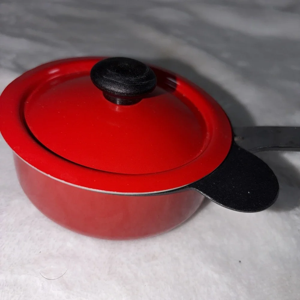Red Mini non-stick cookware set Personal size‎ Dorm room baby food space saver